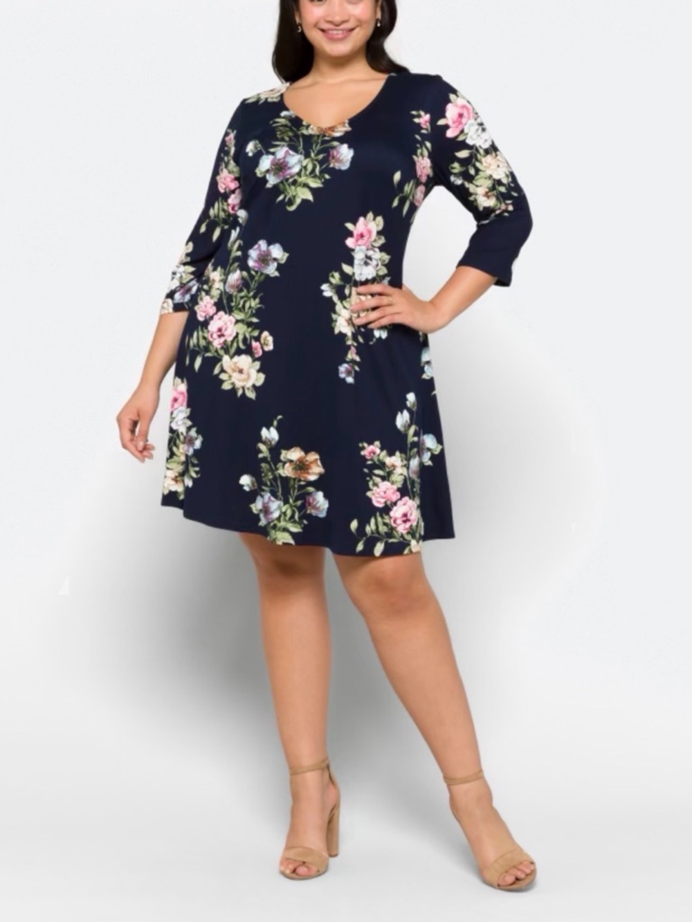 Candis Back Detail Knit Dress, Navy